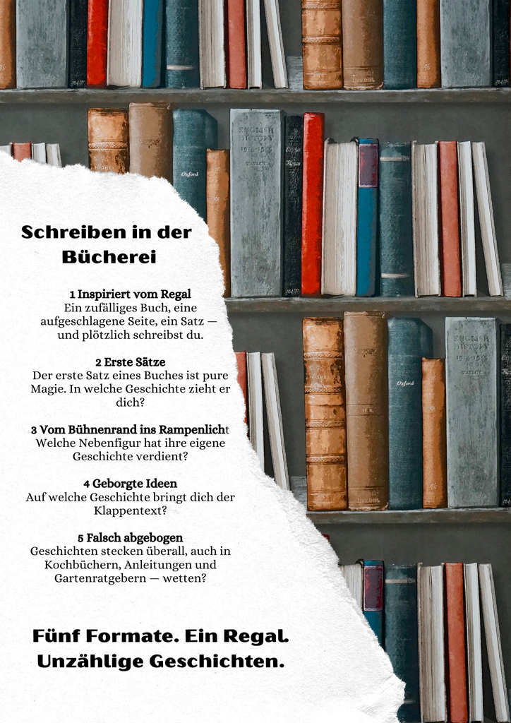 Schreibkurs Stadtbücherei Geislingen – Fünf Formate, ein Regal